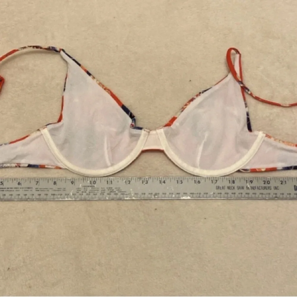 ASOS Coral and Navy Floral Bikini Top